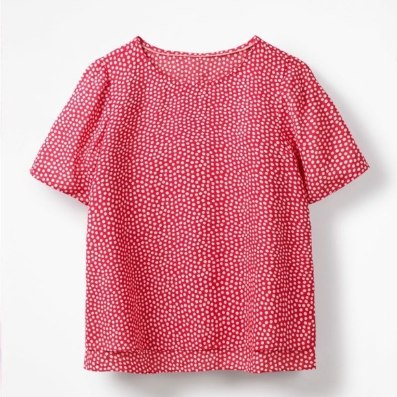 BODEN Nadia Short Sleeve Split Back Relaxed Fit Soft Basic Blouse Top - Picture 3 of 7